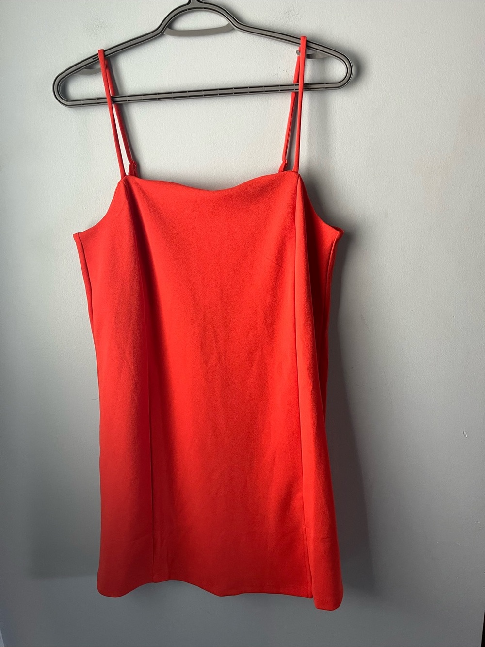 NWT H&M Coral-Red Adjustable Spaghetti Strap Stretch Mini Shift Dress Size S